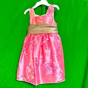 Beautiful pink formal dress with olive tie